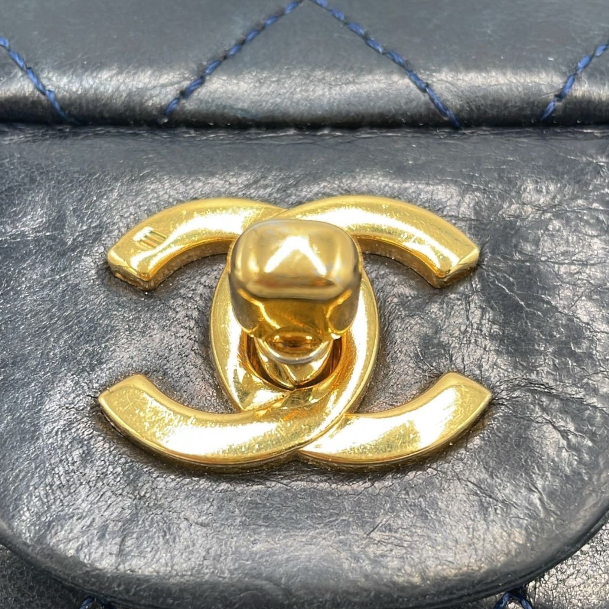 Chanel Classic Double Flap Small Marine Blue Lambskin Gold