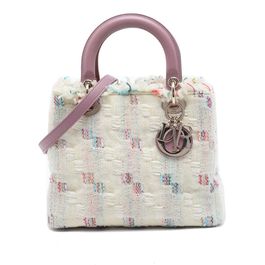 Dior Lady Dior Medium White Tweed