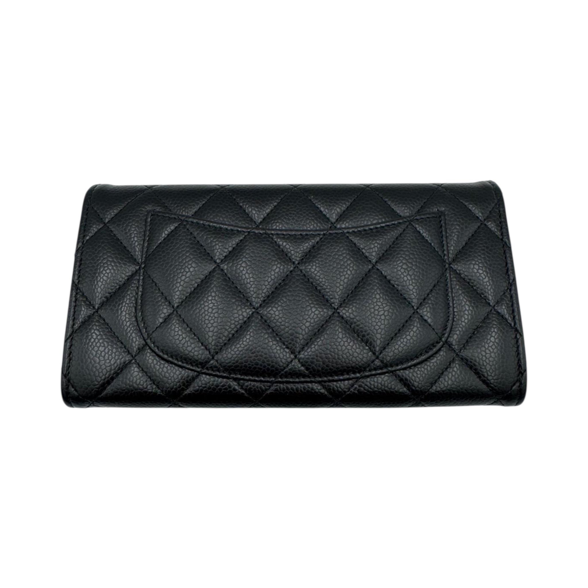 Chanel Classic Long Flap Wallet Black Caviar Gold