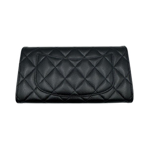 Chanel Classic Long Flap Wallet Black Caviar Gold