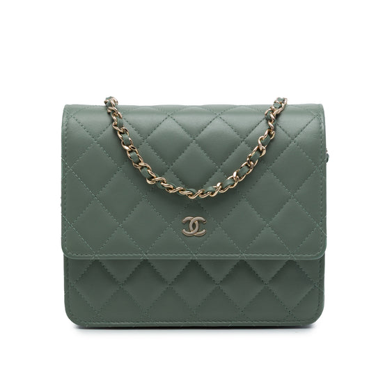 Chanel Wallet on Chain Green Quilted Lambskin