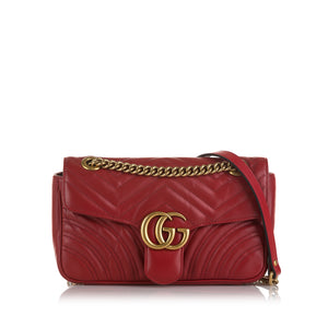 Gucci GG Marmont Small Red Matelassé Leather
