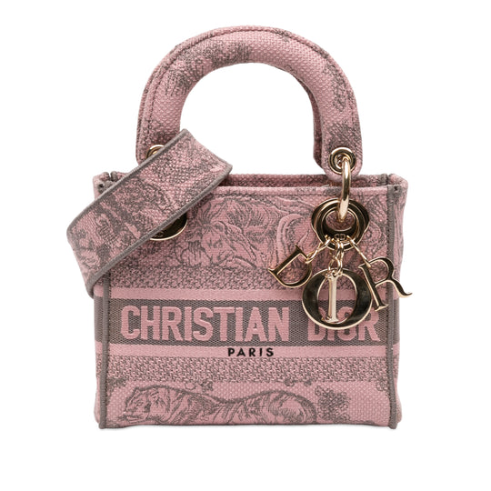 Dior Lady D-Lite Mini Pink Embroidered Canvas