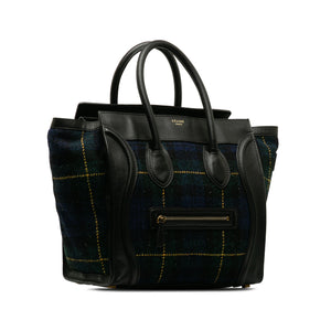 Celine Luggage Tote Mini Tartan Black