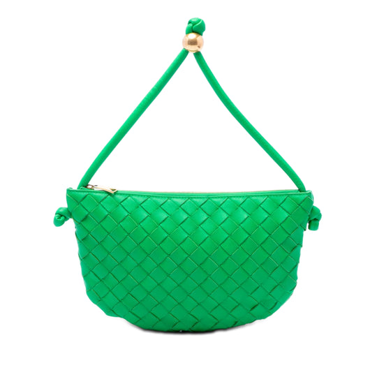 Bottega Veneta Turn Pouch Small Green Lambskin Intrecciato
