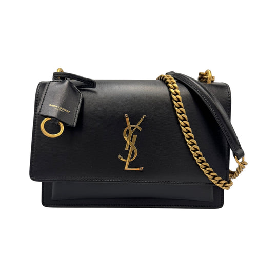 Yves Saint Laurent Sunset Medium Black Calfskin