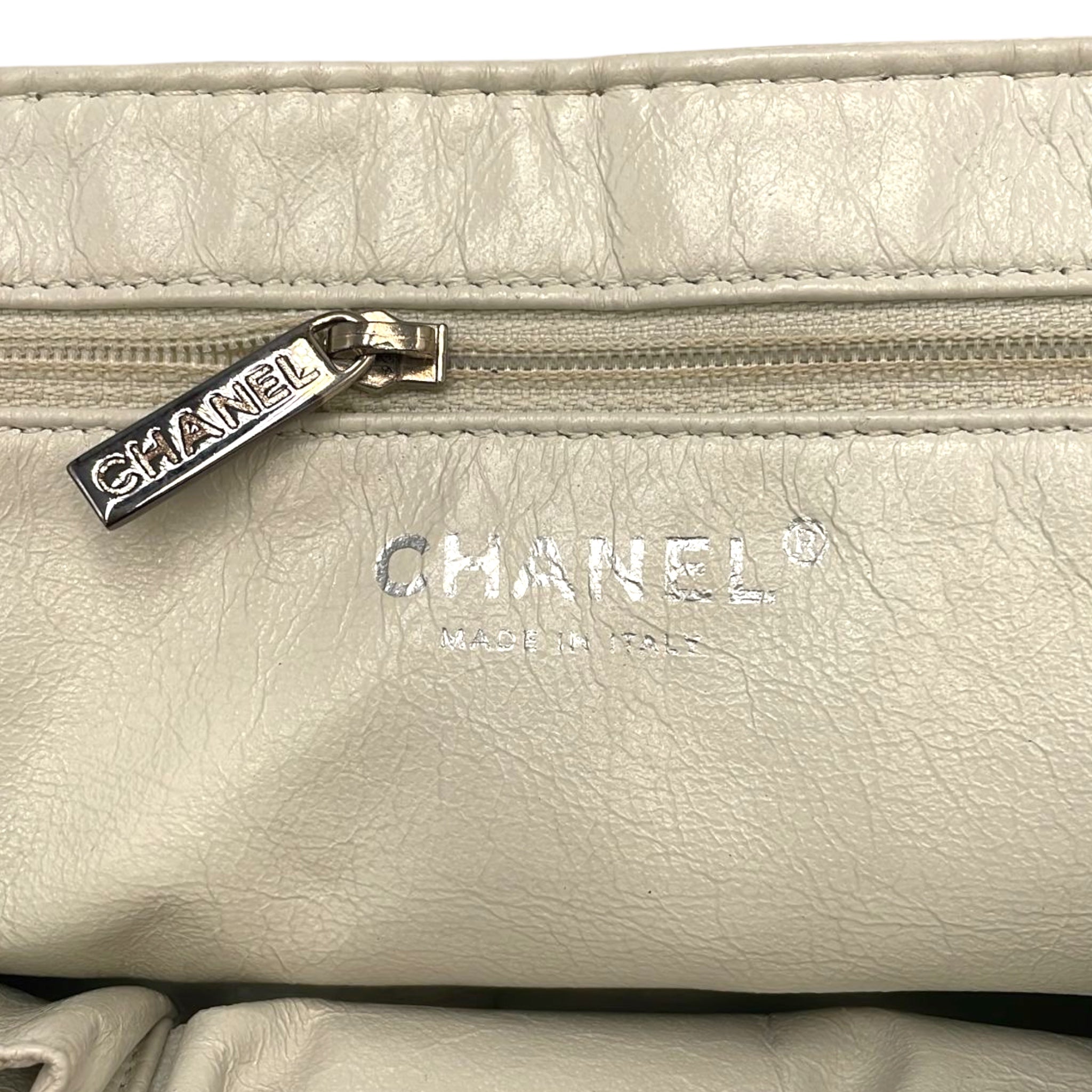 Chanel Halfmoon WOC Vintage White Caviar Silver