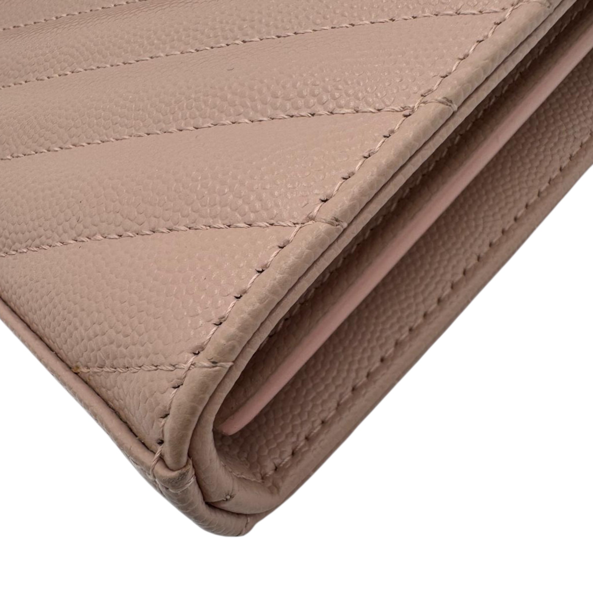 Yves Saint Laurent Cassandre Chain Wallet Light Pink