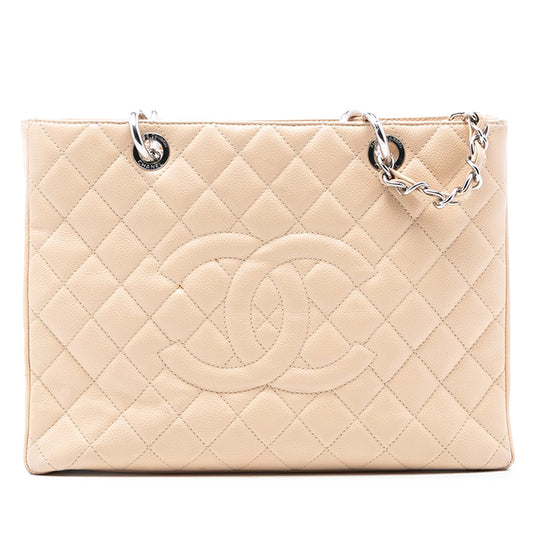 Chanel GST Beige Caviar Silver