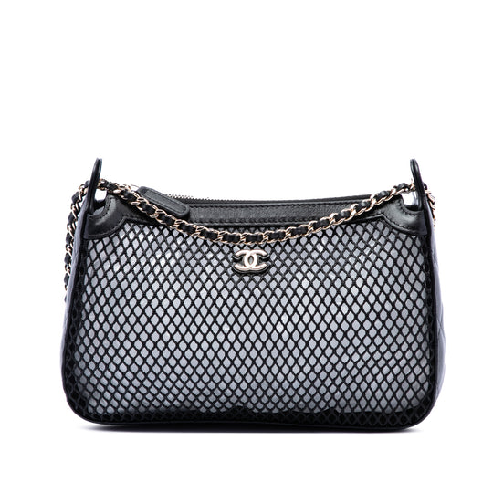 Chanel Clutch with Chain Black Mesh Lambskin