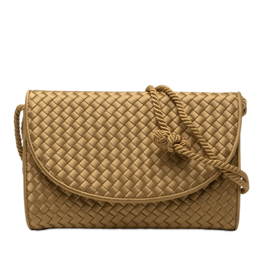 Bottega Veneta Intrecciato Flap Gold Satin
