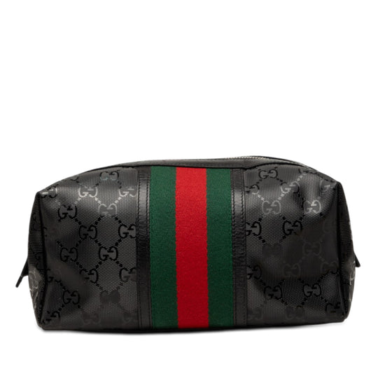 Gucci GG Imprime Web Cosmetic Case Black Coated Canvas