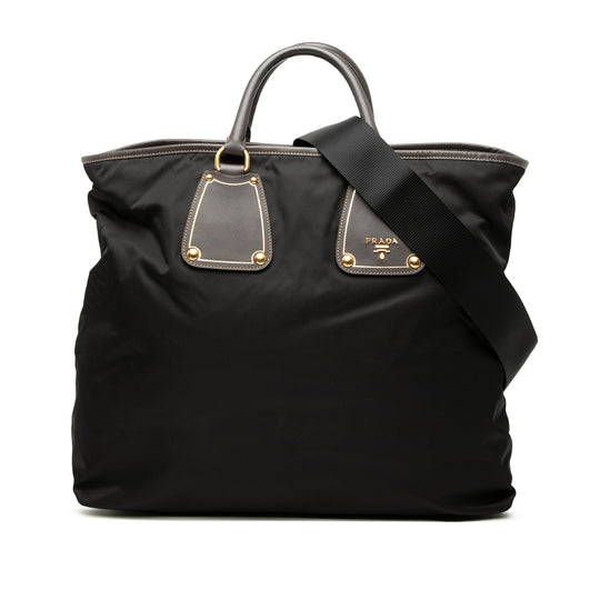 Prada Tessuto Satchel Black Nylon Saffiano Leather Trim