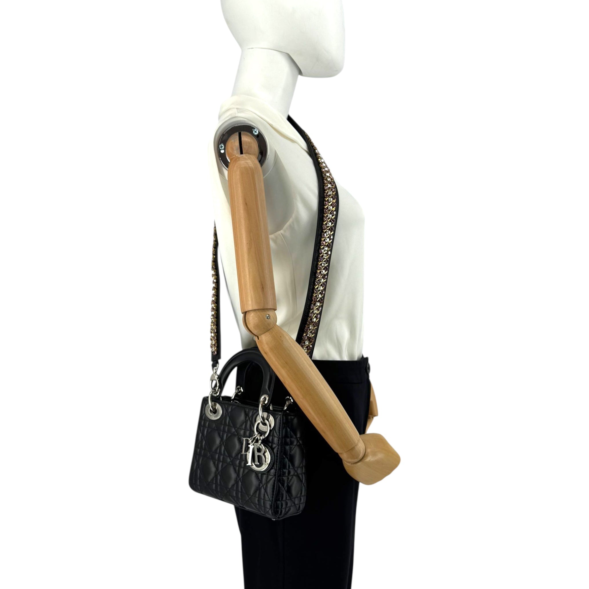 Dior Lady Dior Mini Black Studded Lambskin