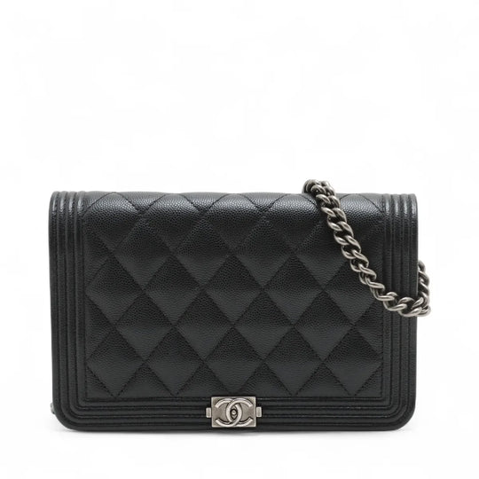 Chanel Boy Chanel Wallet on Chain Black Caviar Ruthenium
