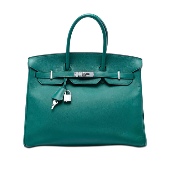 Hermès Birkin Retourne 35 Green Epsom Palladium