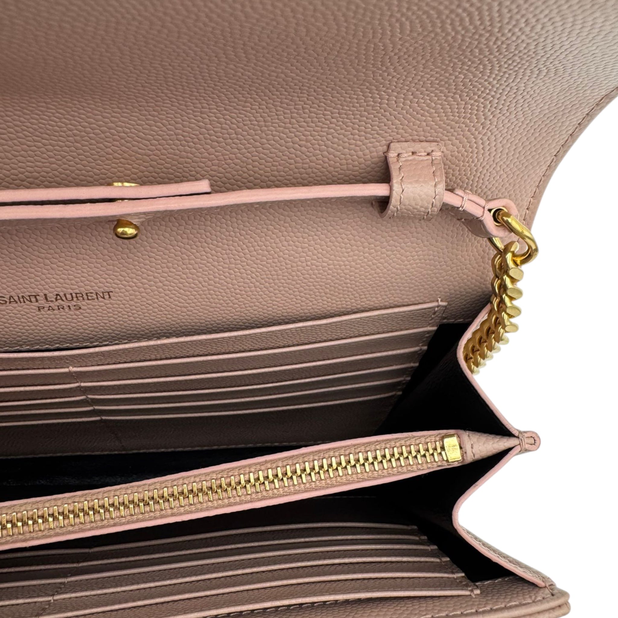 Yves Saint Laurent Cassandre Chain Wallet Light Pink