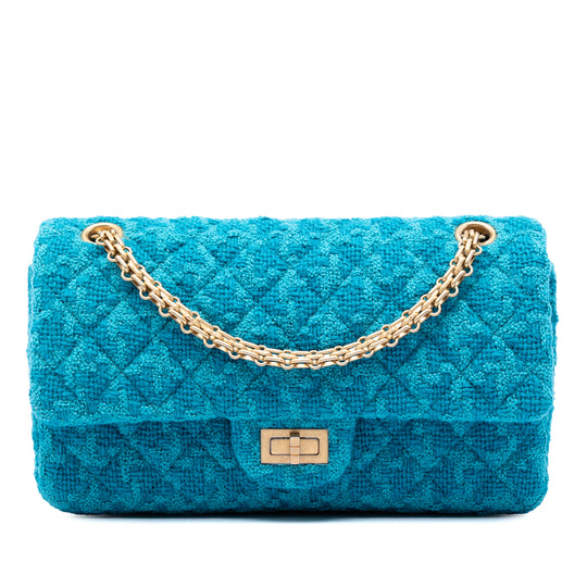 Chanel Reissue 2.55 Double Flap 225 Blue Tweed