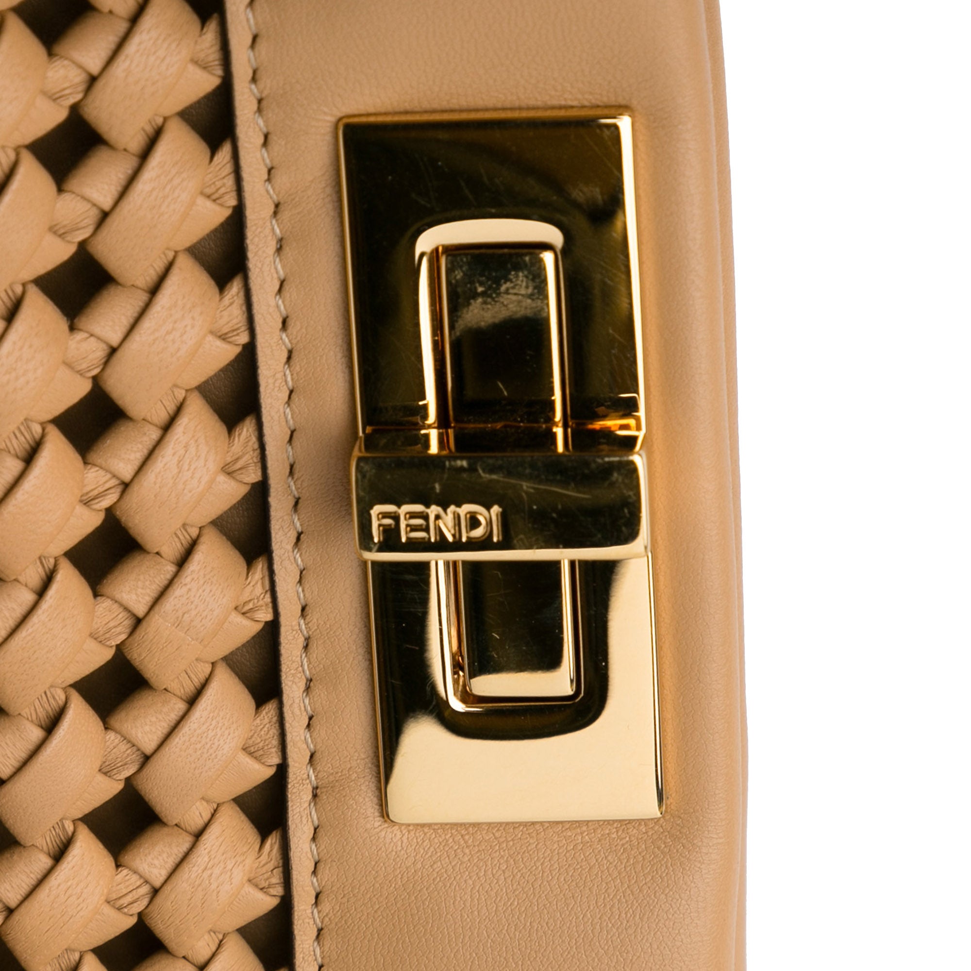 Fendi Peekabo Beige Woven Leather