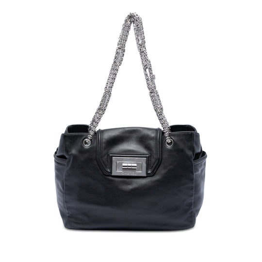Chanel Mademoiselle Lock Jewelry Chain Tote Large Black Lambskin