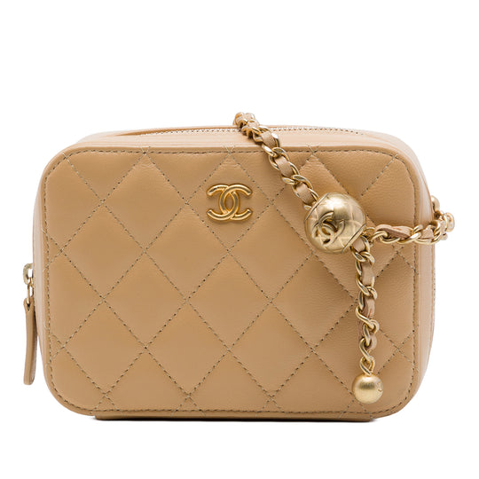 Chanel Pearl Crush Camera Bag Brown Quilted Lambskin