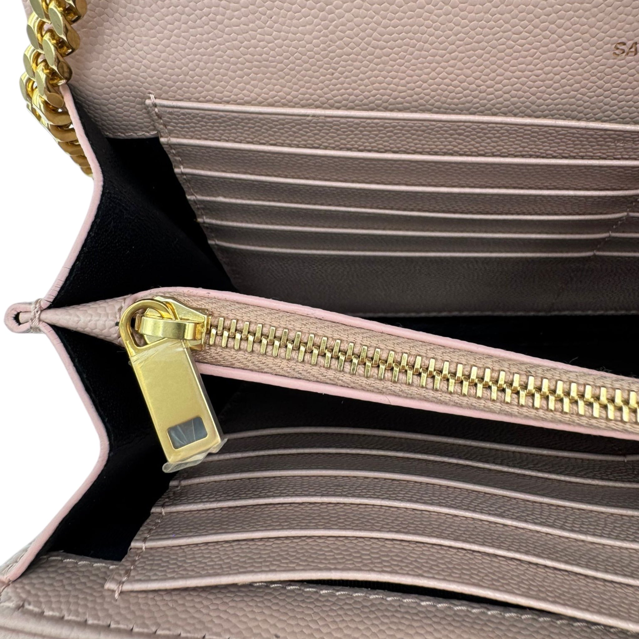 Yves Saint Laurent Cassandre Chain Wallet Light Pink