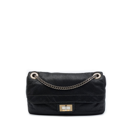 Chanel Reissue 2.55 Drill Flap Medium Black Perforated Calfskin