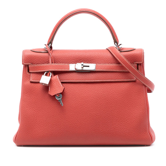 Hermès Kelly II Retourne 32 Orange Clemence Palladium