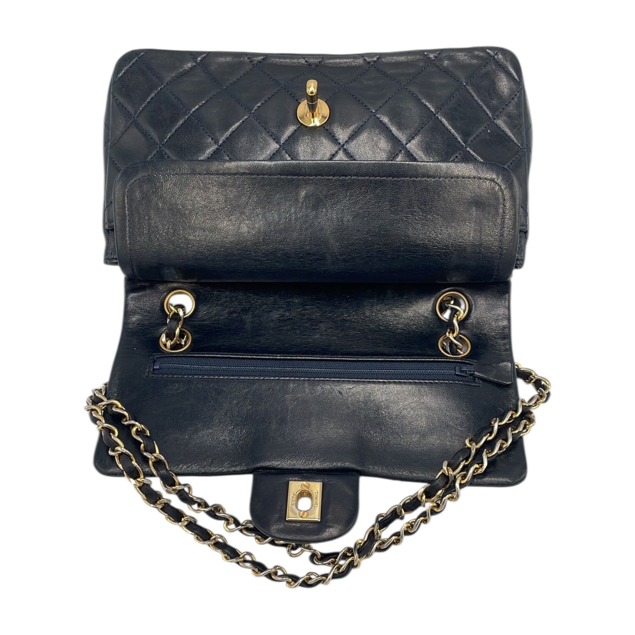 Chanel Classic Double Flap Small Marine Blue Lambskin Gold