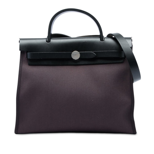Hermès Herbag Zip 31 Purple Canvas Calfskin
