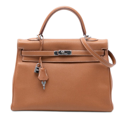 Hermès Kelly II Retourne 35 Gold Clemence Palladium