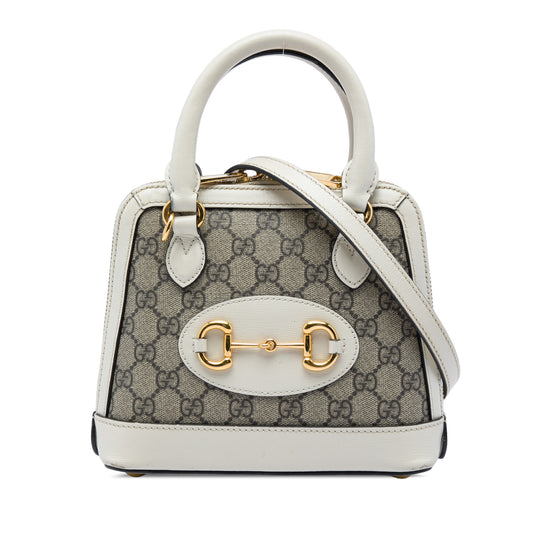 Gucci Horsebit 1955 Top Handle Mini Beige Coated Canvas