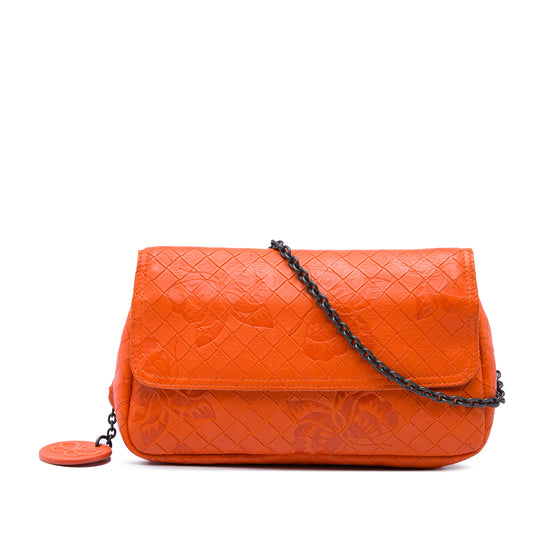 Bottega Veneta Butterfly Chain Crossbody Small Orange Intrecciomirage Calfskin