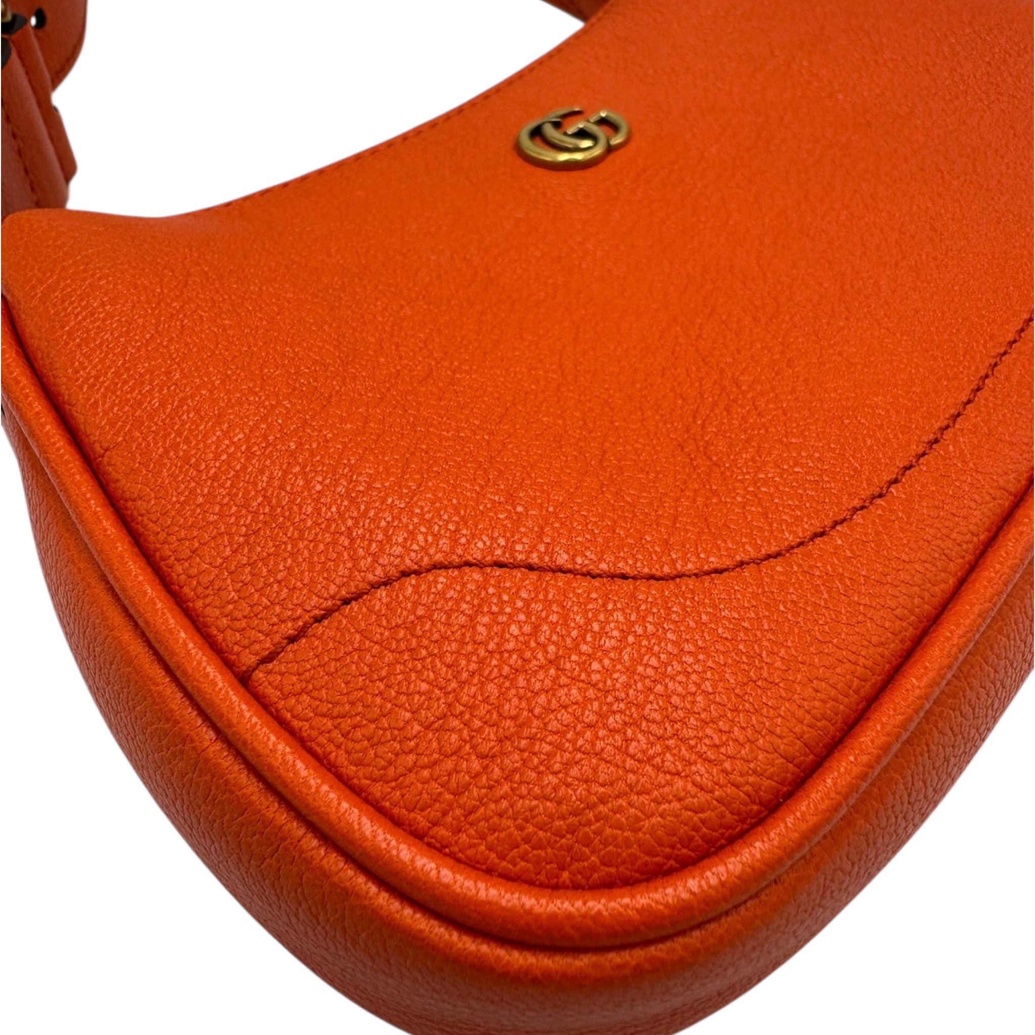 Gucci Aphrodite Mini Shoulder Bag Orange Leather