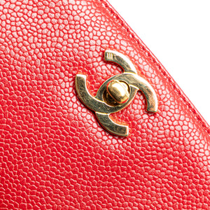 Chanel CC Turn Lock Chain Tote Red Caviar Gold