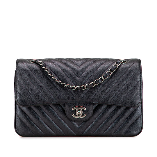 Chanel Classic Double Flap Medium Chevron Black Caviar