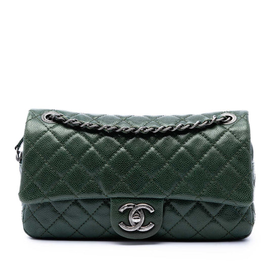 Chanel Easy Flap Medium Green Caviar