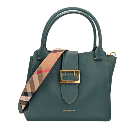 Burberry Buckle Tote Medium Green Leather