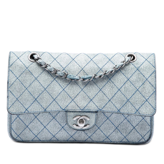 Chanel Classic Double Flap Medium Blue Wild Stitch Calfskin