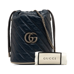 Gucci GG Marmont Torchon Bucket Bag Mini Blue