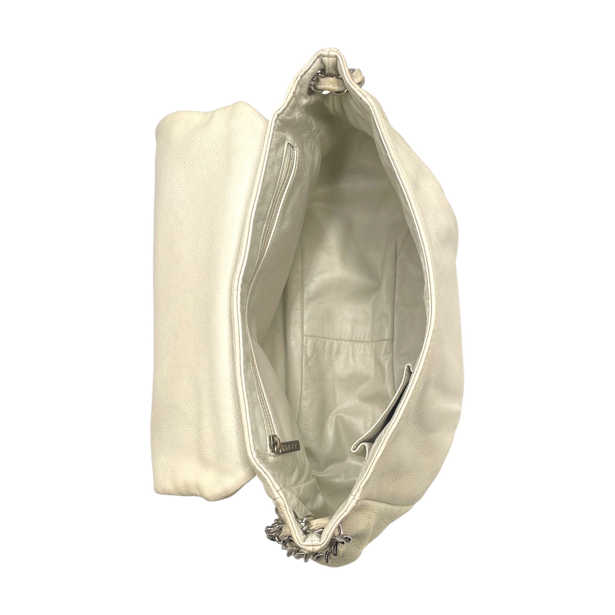 Chanel Halfmoon WOC Vintage White Caviar Silver