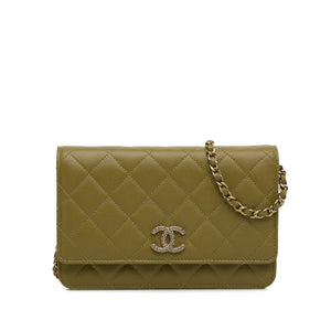Chanel Classic Wallet on Chain Green Crystal Caviar