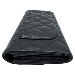 Chanel Classic Long Flap Wallet Black Caviar Gold