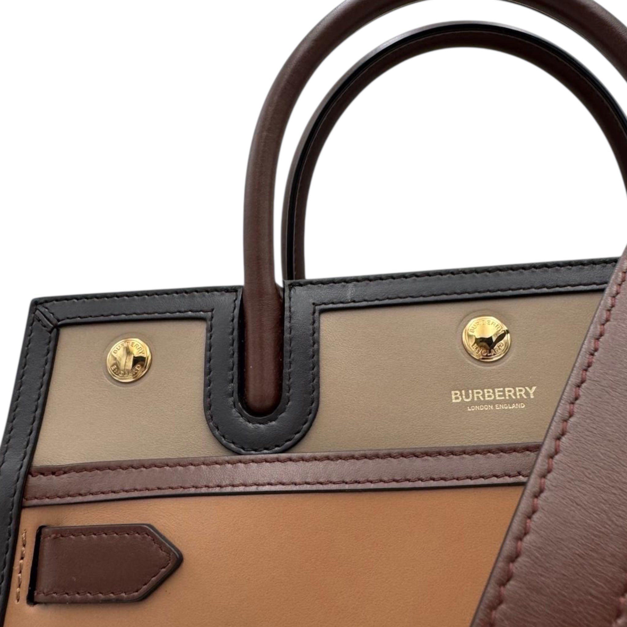 Burberry Handbag Tricolore Brown Leather