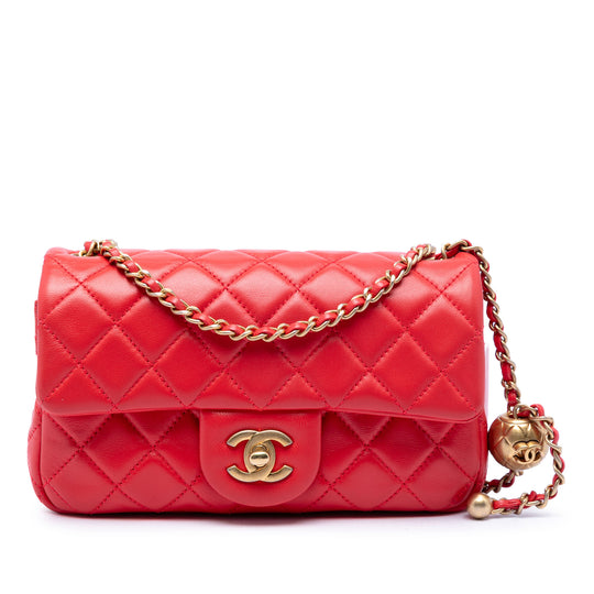 Chanel Classic Single Flap Mini Rectangular Red Lambskin