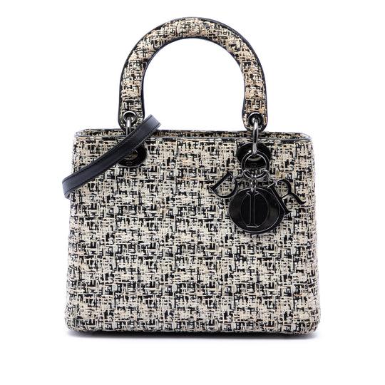 Dior Lady Dior Medium White Tweed