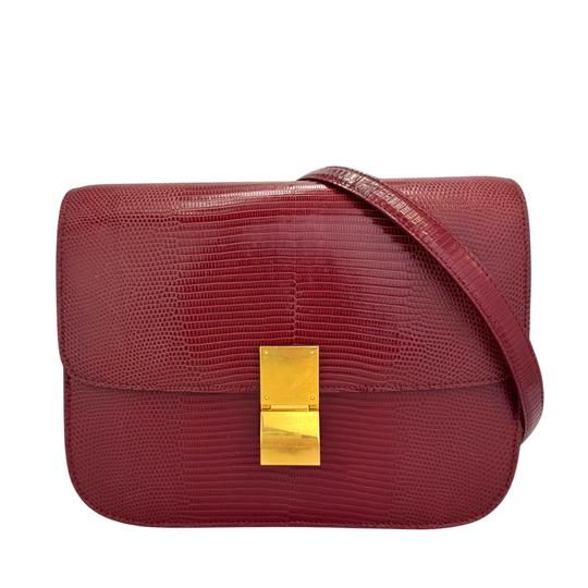 Celine Classic Medium Red Lizard