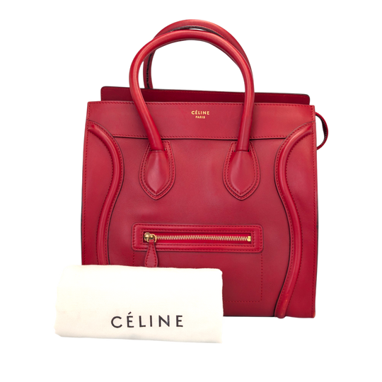 Céline Luggage Mini Red Calfskin