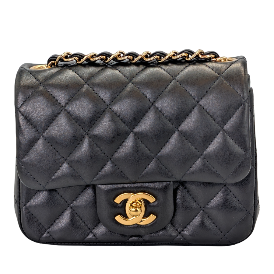 Chanel Classic Mini Flap Bag in Black Lambskin with Gold Hardware