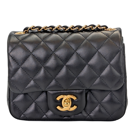Chanel Classic Mini Flap Bag in Black Lambskin with Gold Hardware